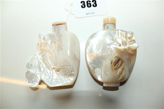 Two Chinese mother-of-pearl snuff bottles, 1800-1900, 7cm, Richards